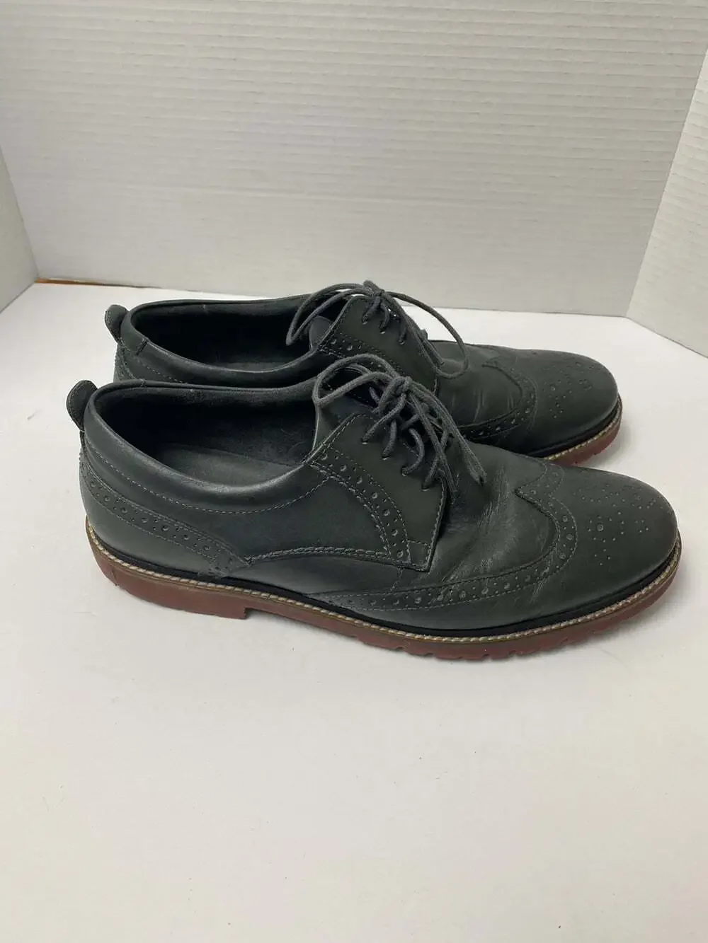 Rockport Lightweight Trutech Gray Topstitched Leather Wing Tips Lace Size 10